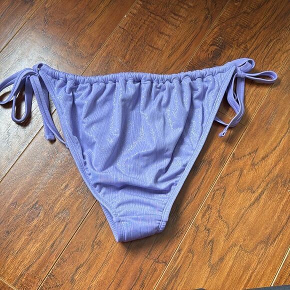 *NWT Wild Fable Size X (14-16) Purple Sparkly Side Tie Bikini Swim Bottom - Picture 3 of 6